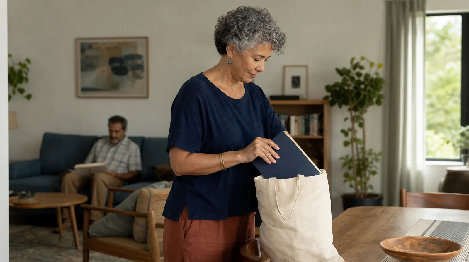 Practicing Between Sessions With Nutrition support | An adult places a closed journal in a fabric tote An adult places a closed journal in a fabric tote · Practicing Between Sessions With Nutrition support