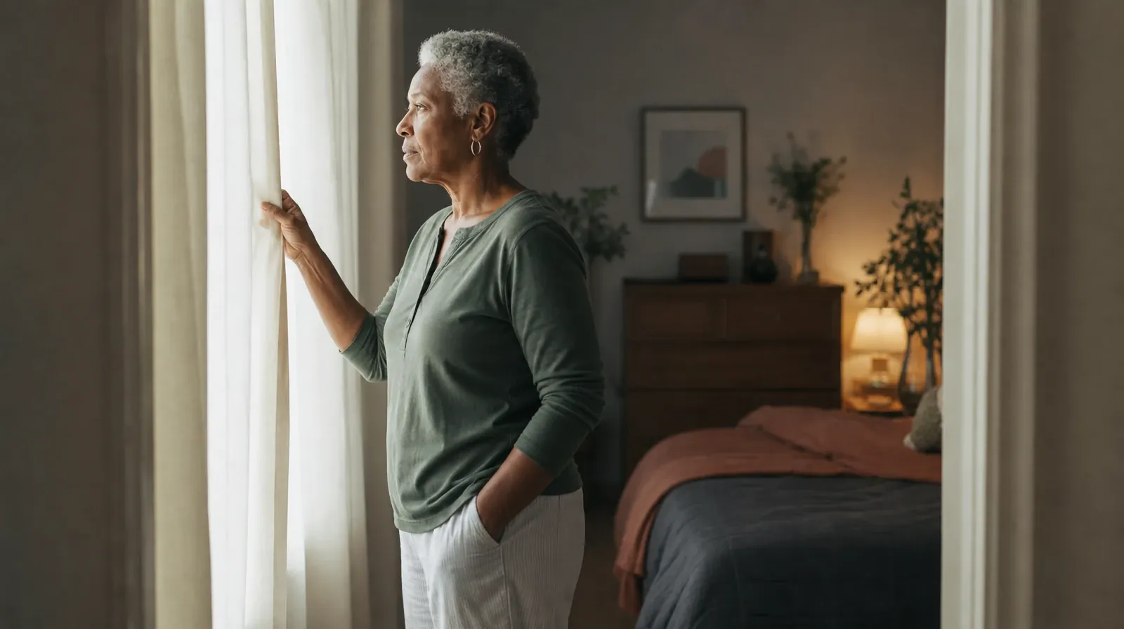 An adult opens a plain curtain in morning light · Questions to Ask About Nutrition support in South Florida