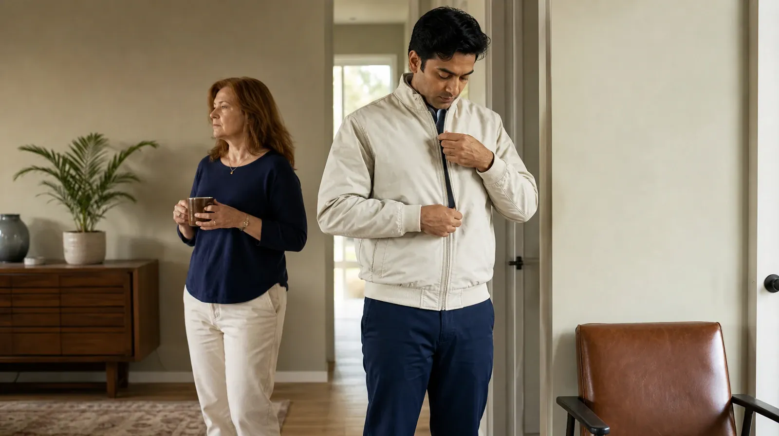 Questions to Ask About Sleep and recovery in South Florida | An adult zips a light jacket beside an empty chair An adult zips a light jacket beside an empty chair · Questions to Ask About Sleep and recovery in South Florida