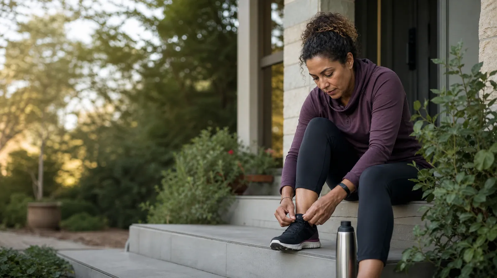 Reviewing Progress With Sleep and recovery in South Florida | An adult ties a shoe on a low home step An adult ties a shoe on a low home step · Reviewing Progress With Sleep and recovery in South Florida