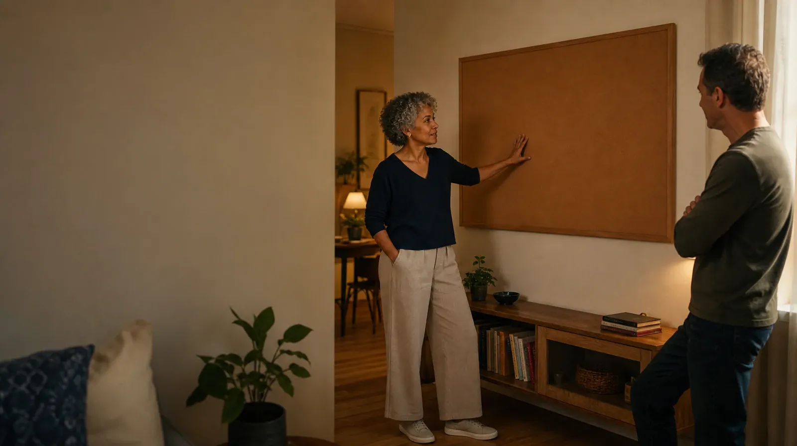 An adult talks beside a blank corkboard · Daily Routines and Trauma-informed care in South Florida