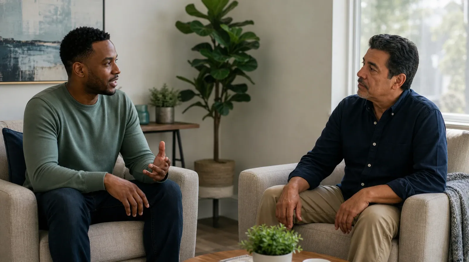 Discussing Prior Care Experiences for Adults | Adults listening to one another in an ordinary setting Adults listening to one another in an ordinary setting · Discussing Prior Care Experiences for Adults