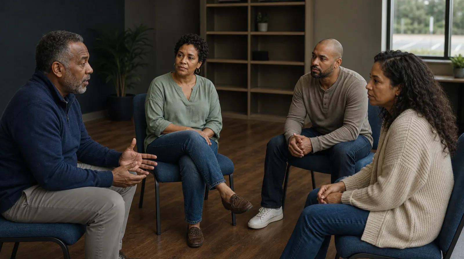 Adults listening to one another in an ordinary setting · Residential Care Questions for Caribbean Communities