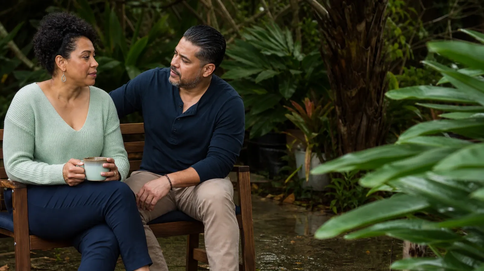 Adults sharing an ordinary supportive moment · Questions About Privacy for Faith and recovery in South Florida