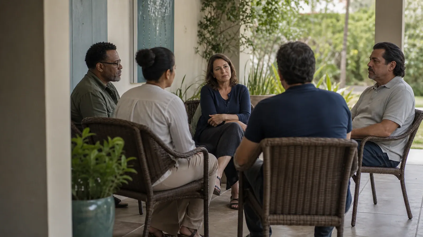 Faith and Recovery Support Network | Adults listening to one another in an ordinary setting Adults listening to one another in an ordinary setting · Faith and Recovery Support Network