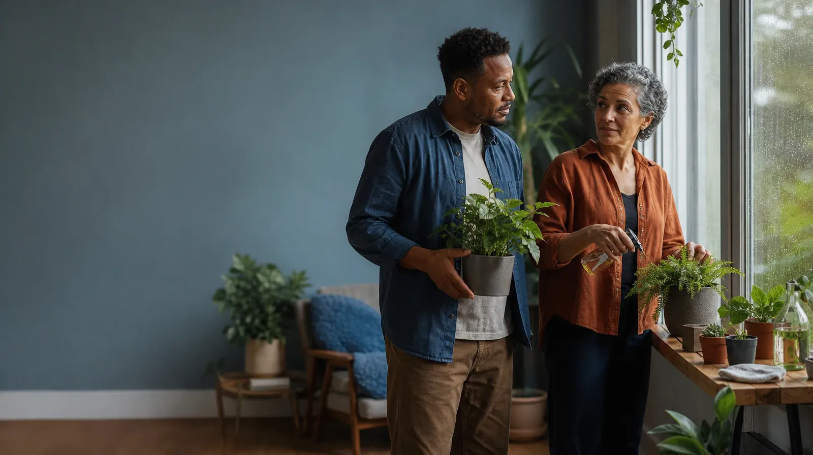 Questions About Privacy for Latino communities in South Florida | Two adults tend houseplants and talk Two adults tend houseplants and talk · Questions About Privacy for Latino communities in South Florida