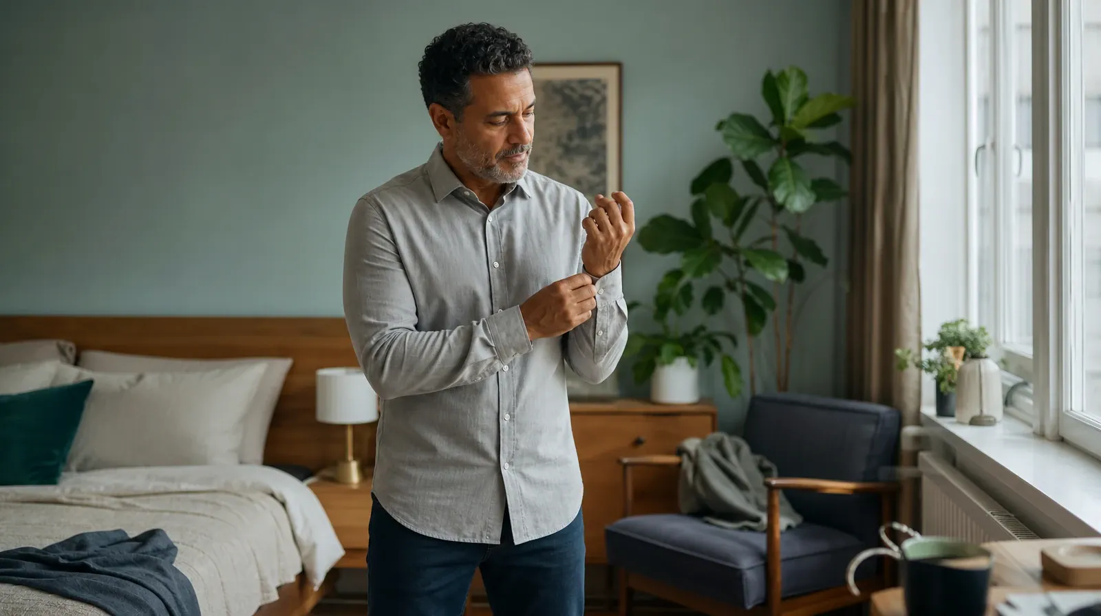 Questions About Privacy for LGBTQ+ adults in South Florida | An adult buttons a shirt cuff near a window An adult buttons a shirt cuff near a window · Questions About Privacy for LGBTQ+ adults in South Florida