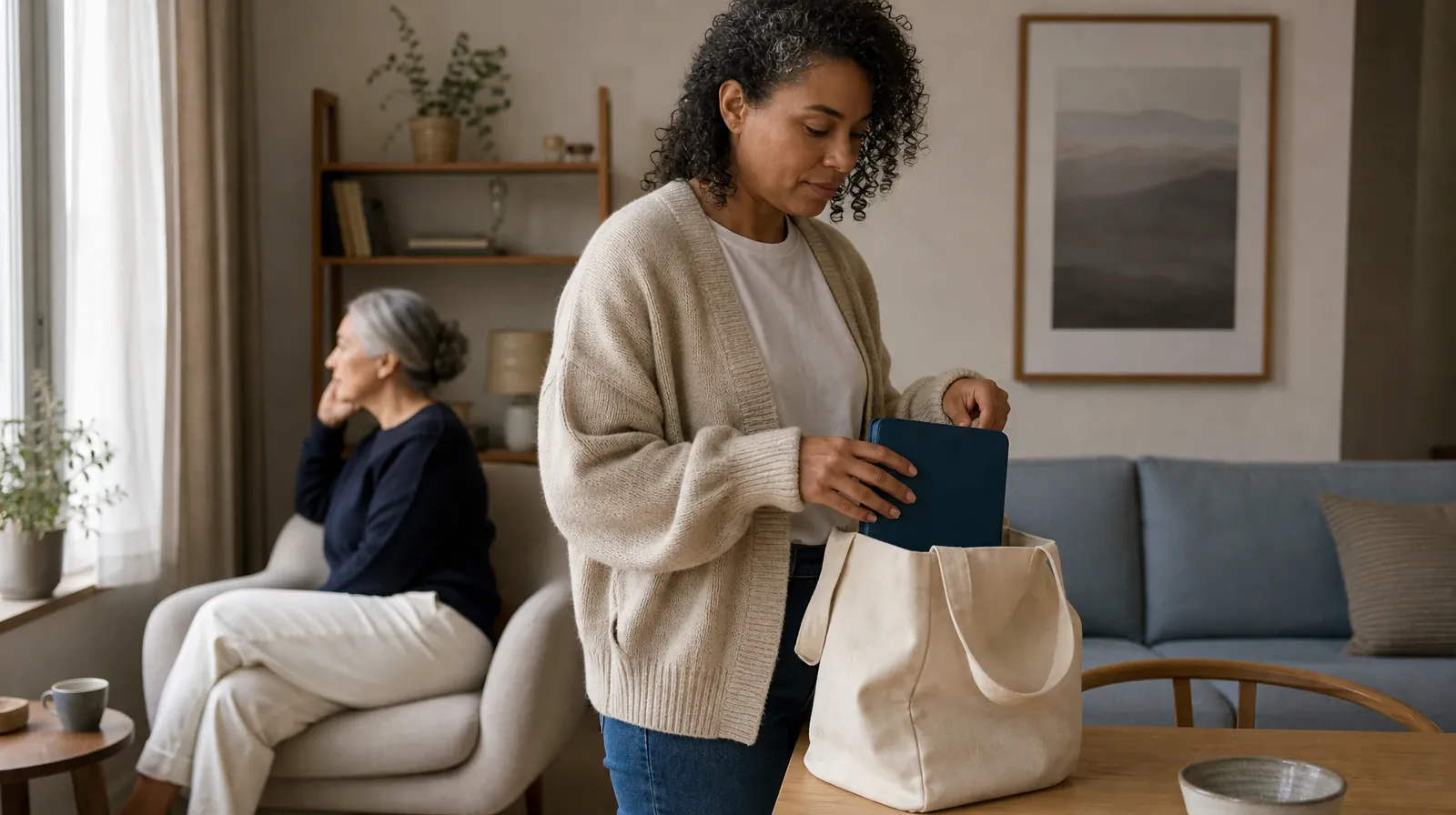 Talking With a Prescriber for Families and Loved Ones | An adult places a closed journal in a fabric tote An adult places a closed journal in a fabric tote · Talking With a Prescriber for Families and Loved Ones