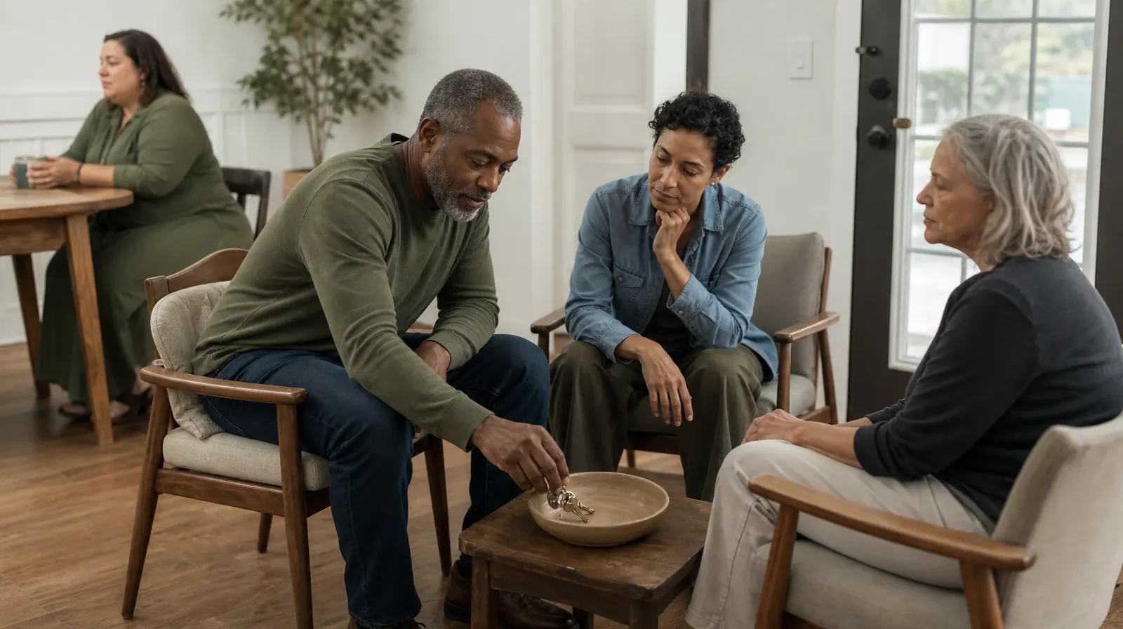 Privacy Questions for Spanish-Speaking Adults | An adult places house keys into a small bowl An adult places house keys into a small bowl · Privacy Questions for Spanish-Speaking Adults