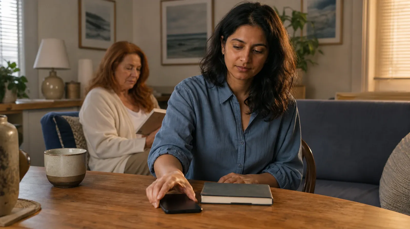 Support Networks for Working Professionals | An adult places a phone face down beside a closed notebook An adult places a phone face down beside a closed notebook · Support Networks for Working Professionals