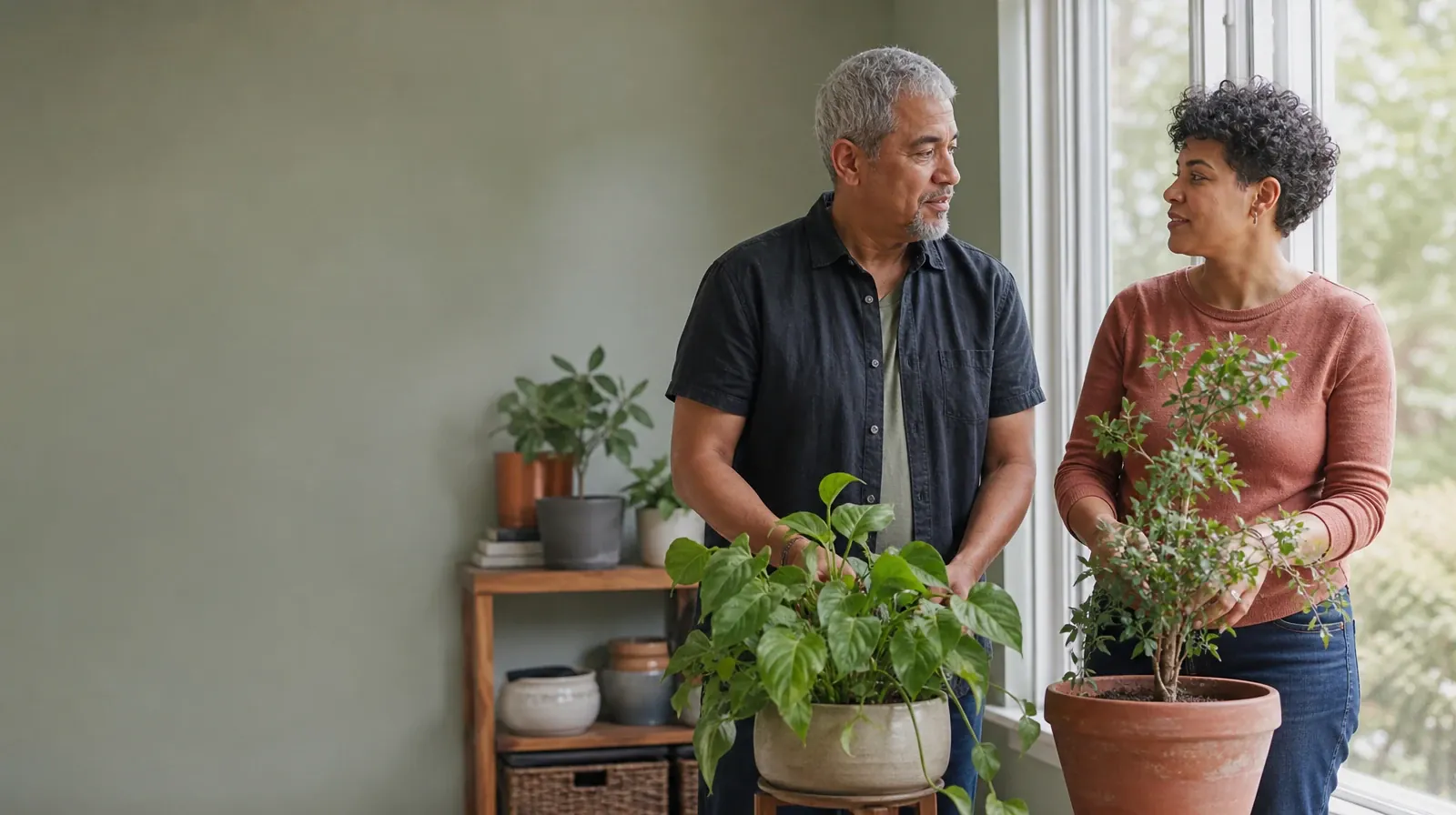 Addiction Treatment Questions for Working Professionals | Two adults tend houseplants and talk Two adults tend houseplants and talk · Addiction Treatment Questions for Working Professionals