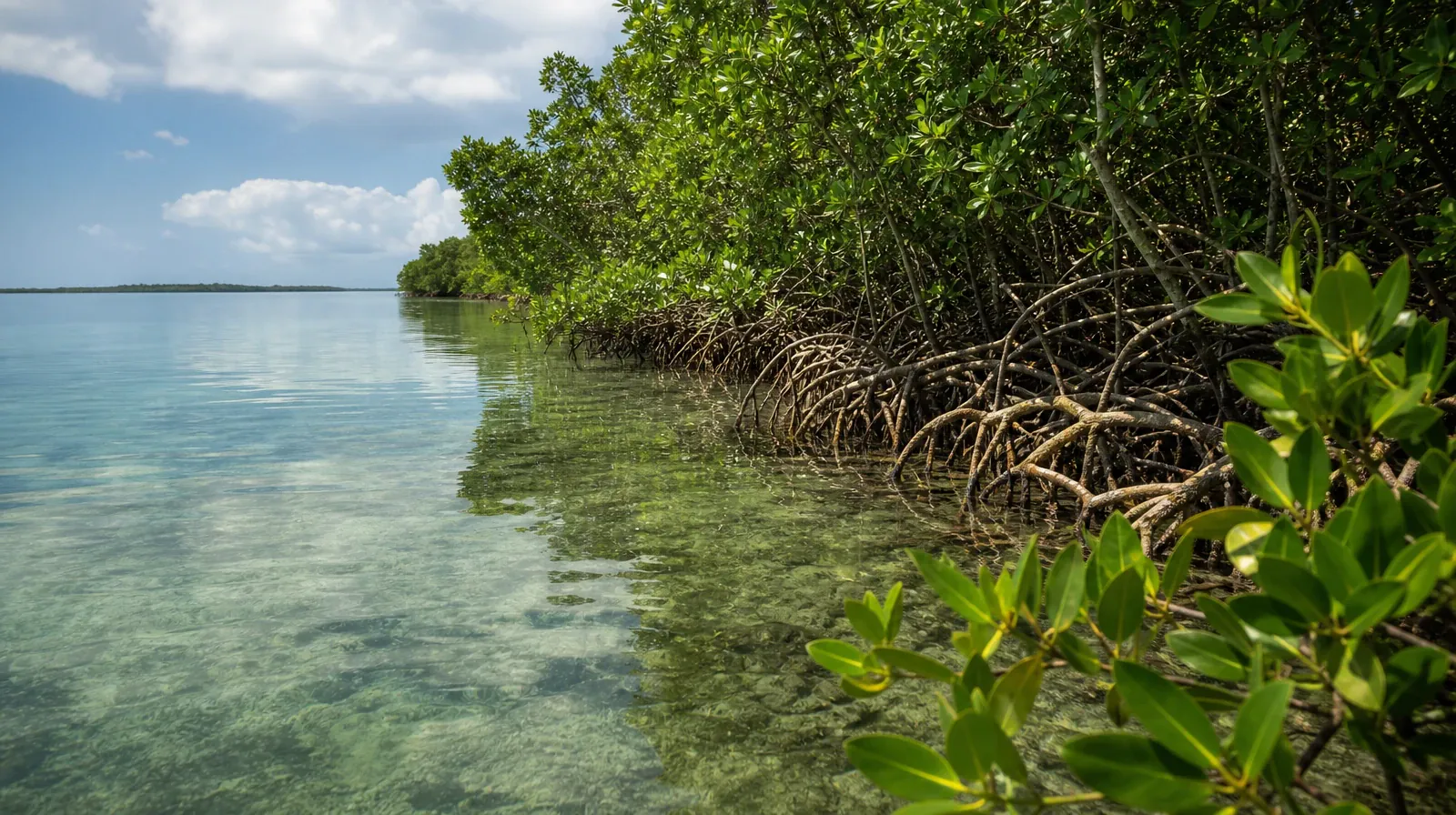Tree roots beside clear, shallow water, accompanying Addiction Treatment for Key Largo, FL Residents